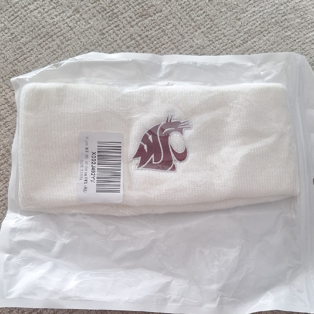 WSU White Headband with Logo